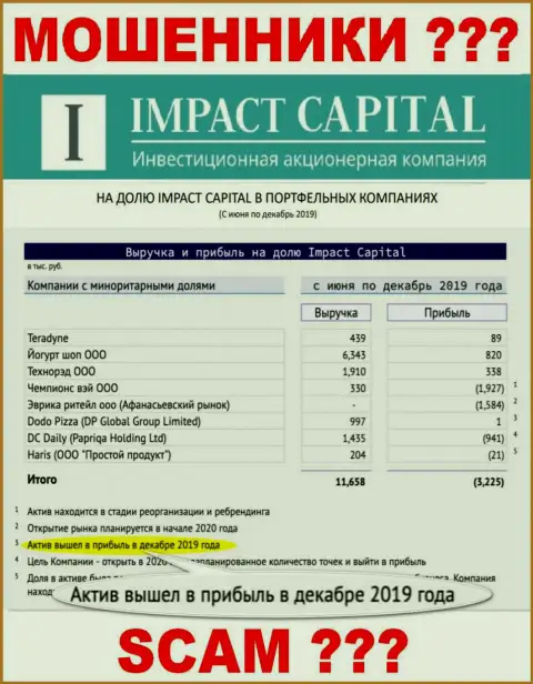 На официальном сервисе ImpactCapital Com рисуют прибыль компании ?