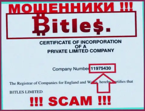 Регистрационный номер internet мошенников Bitles, с которыми не рекомендуем совместно работать - 11975430