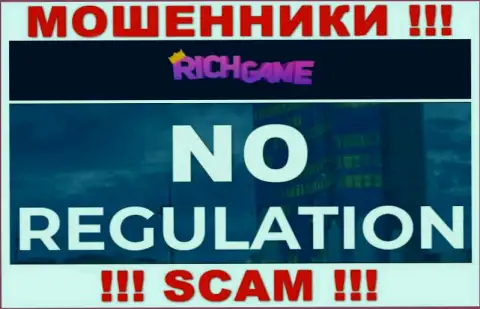 У компании Рич Гейм, на информационном портале, не представлены ни регулятор их деятельности, ни лицензия