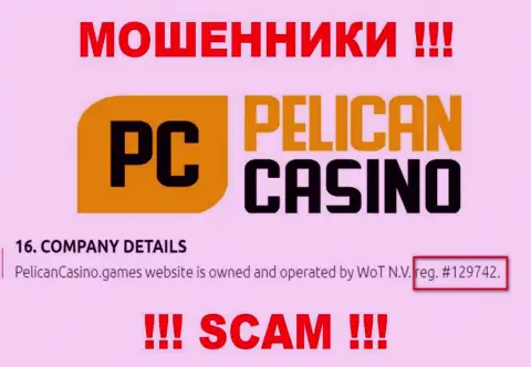 Номер регистрации PelicanCasino Games, взятый с их сайта - 12974