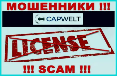 Совместное сотрудничество с аферистами CapWelt не приносит заработка, у этих разводил даже нет лицензионного документа
