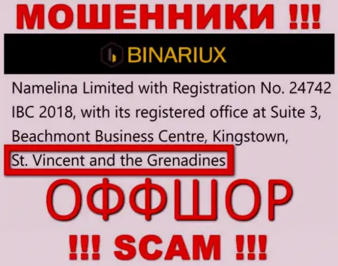 Namelina Limited - это ЖУЛИКИ, которые зарегистрированы на территории - Saint Vincent and the Grenadines