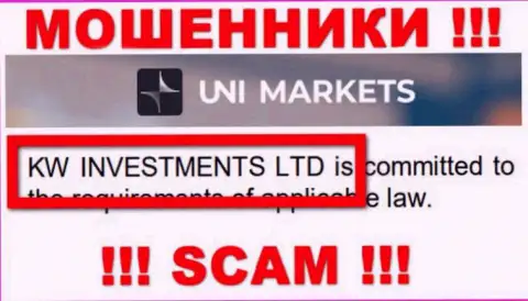 Руководством ЮНИМаркетс Ком является компания - KW Investments Ltd