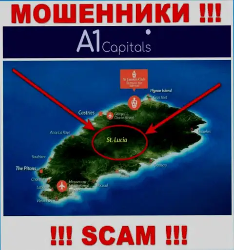 Компания A1 Capitals имеет регистрацию в офшорной зоне, на территории - St. Lucia