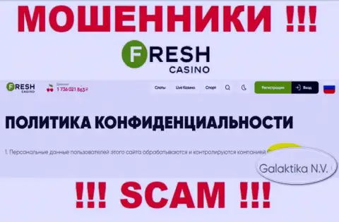 Юр. лицо интернет мошенников ФрешКазино - это GALAKTIKA N.V