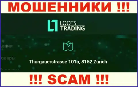 Loots Trading - это обычные мошенники !!! Не намерены показывать настоящий адрес компании