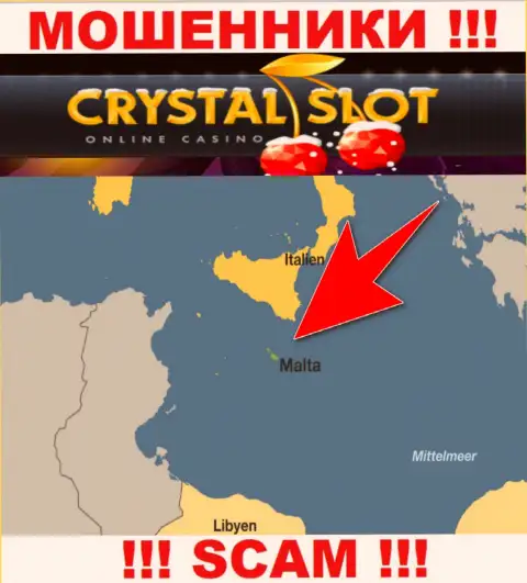 Malta - здесь, в офшоре, базируются интернет кидалы КристалСлот