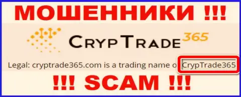 Юридическое лицо CrypTrade365 Com - это CrypTrade365, такую информацию опубликовали разводилы у себя на сайте