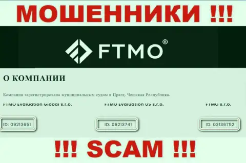 Контора FTMO указала свой регистрационный номер на официальном интернет-сервисе - 09213651