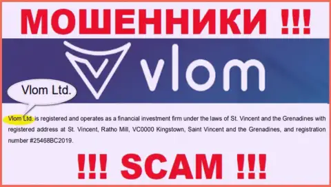 Юридическое лицо, которое владеет ворами Vlom - это Vlom Ltd