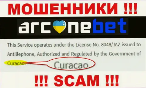 Arcane Bet - это интернет-мошенники, их место регистрации на территории Curaçao