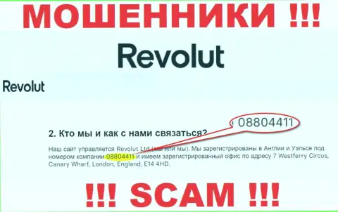 Будьте бдительны, присутствие номера регистрации у Револют Ком (08804411) может быть ловушкой
