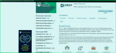 Обзор условий трейдинга брокерской организации Kiexo Com размещен в информационной статье и на веб-портале Directory FinanceMagnates Com