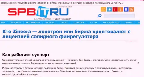 О службе технической поддержки биржевой организации Зиннейра Ком обзорная статья на веб-сервисе Spbit Ru