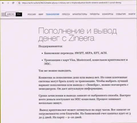 О разнообразии способов вывода вкладов в дилинговом центре Zinnera сообщается в публикации на интернет-сервисе Archi Ru
