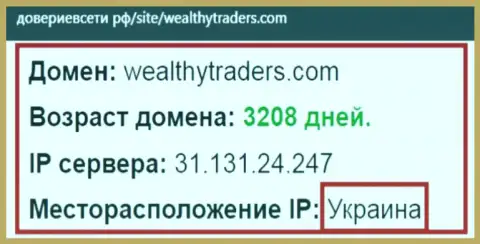 Украинское место регистрации брокерской конторы Wealthy Traders, согласно информации веб-сервиса довериевсети рф